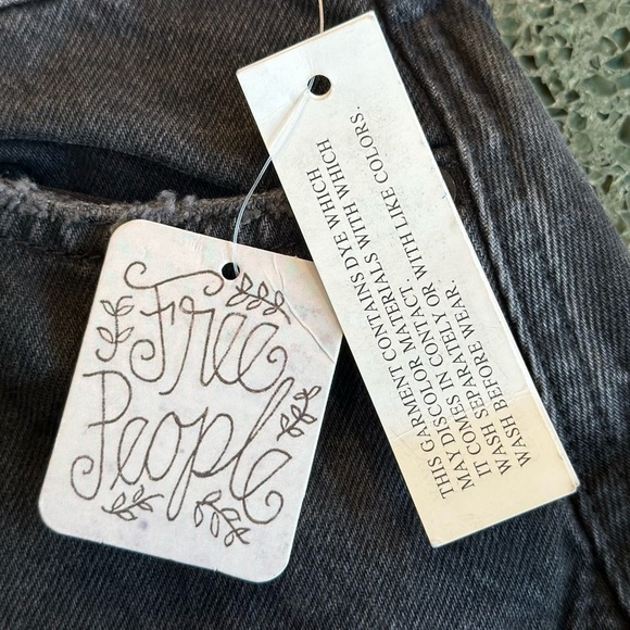 2 for $26 Free People We the Free Rainn distressed black denim mini skirt 24 - Picture 8 of 8